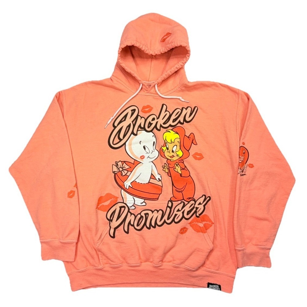 Broken Promises x Casper Lil Boo Thang Coral Pink Unisex Hoodie Large Streetwear